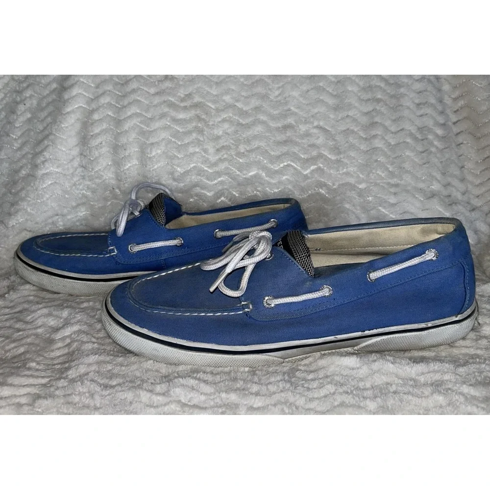 Sperry Top-Sider Boat Shoes Mens Size 12 Blue Canvas Lace Up Casual Non-Slip
